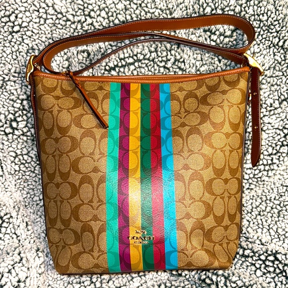 Coach Handbags - Coach Val Duffle Bag in Signature Canvas with Legacy Stripe Multicolor